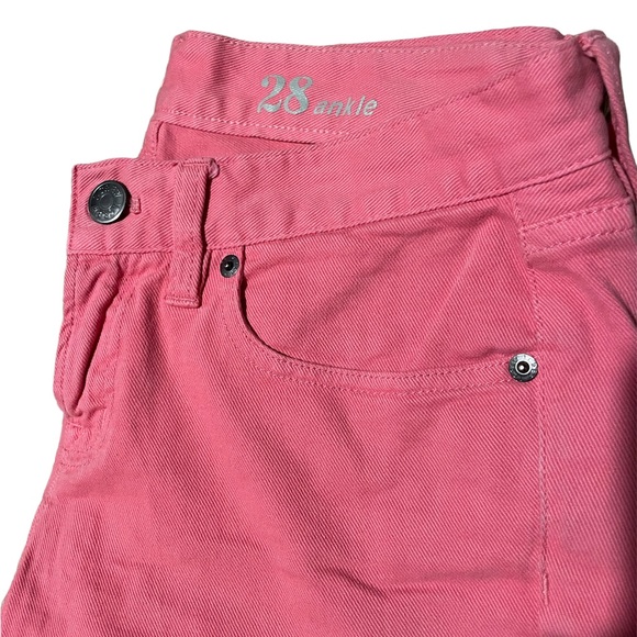 J. Crew Toothpick Ankle Jeans in Salmon Pink Garment Dyed Twill Size 28 - Picture 6 of 7